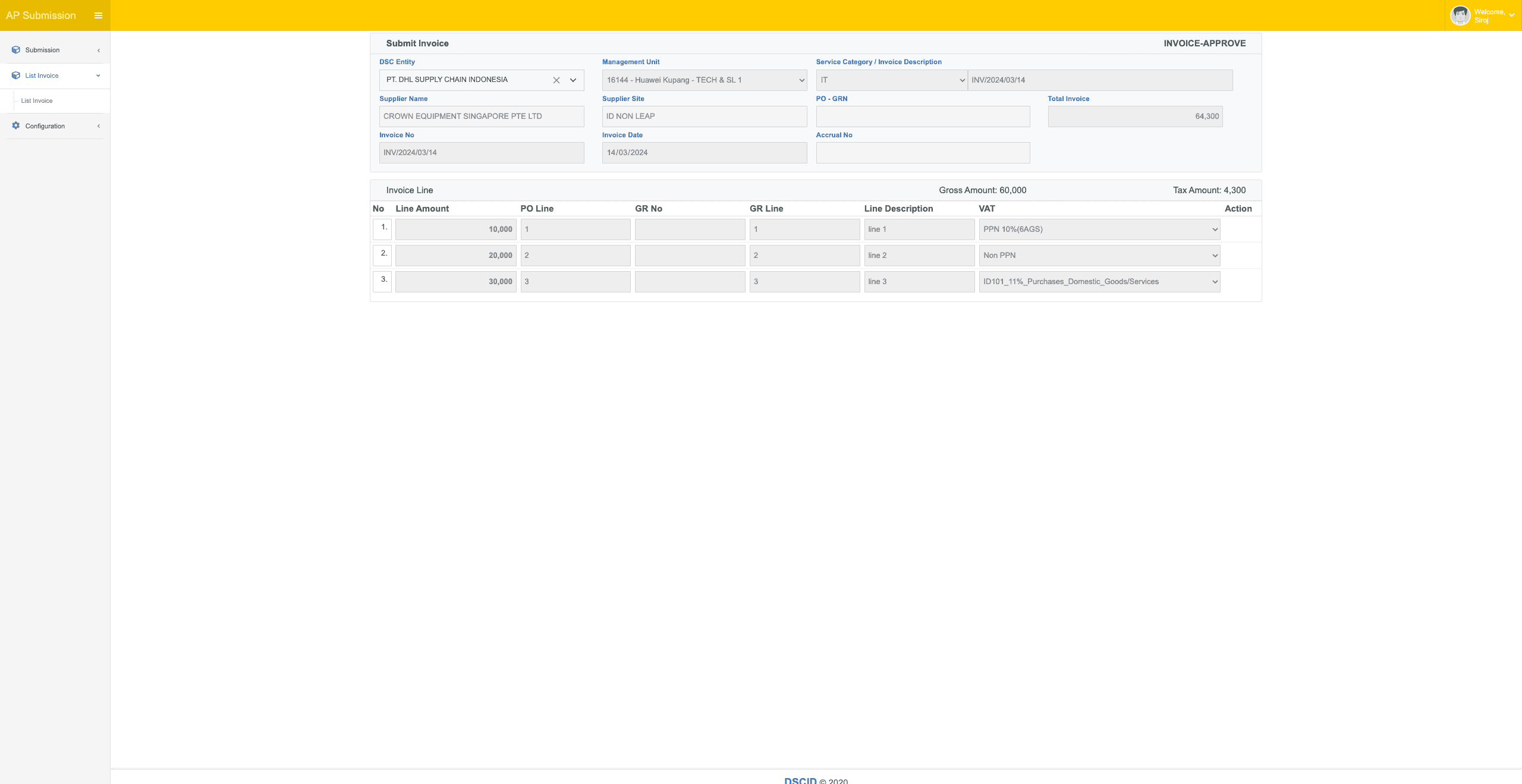 DHL Portal submission